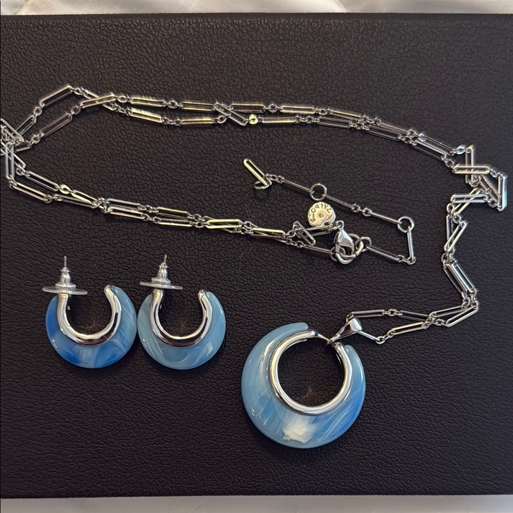 Talbots Elegant Blue and Silver Jewelry Set